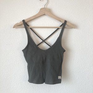 Vuori Rib Crop Tank Oregano Dark Olive Green XS